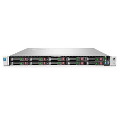 Alt text پیشنهادی برای تصویر: "نمای جلوی شاسی سرور اچ پی HPE ProLiant DL360 G9 با هشت هارد 2.5 اینچی نصب شده"