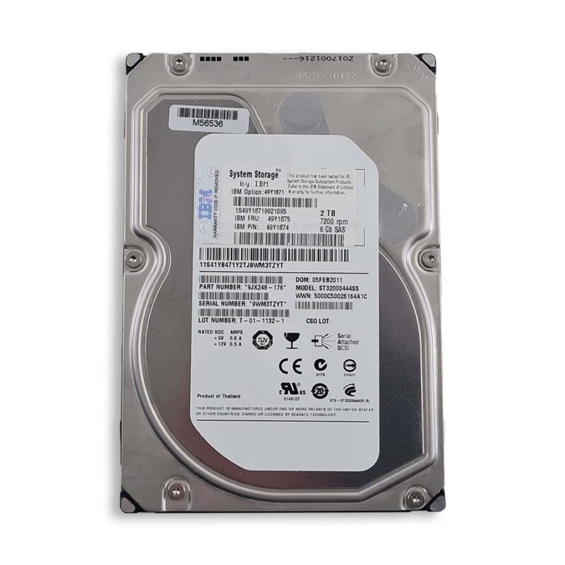 هارد سرور IBM 2 ترابایت SAS با سرعت 7.2K دور در دقیقه و کدی