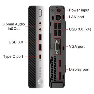 مینی کیس HP استوک با پردازنده Core i5 نسل 7، رم 8GB و SSD NVMe 256GB